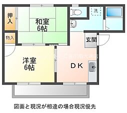 白木ハイツ 1階2DKの間取り