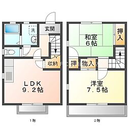 レガーロカンパーニャＡ 1階2LDKの間取り