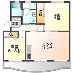 メゾン梨野 2LDKの間取図画像