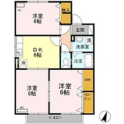 ヴィラロワイヤル弐番館 3DKの間取図画像