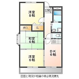 ジュール・ヴェルヌ 3DKの間取図画像
