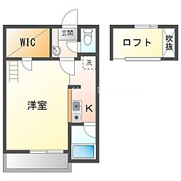 セザンヌ中央通 1階ワンルームの間取り