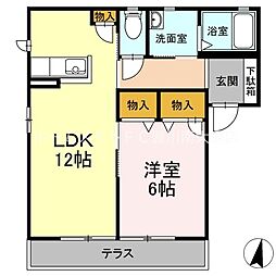 シェモア　A 1階1LDKの間取り