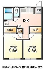 ソルテ川田A 2DKの間取図画像