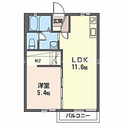ボヌール一陽A 1LDKの間取図画像