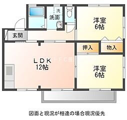 ハイムヨシミ 2LDKの間取図画像