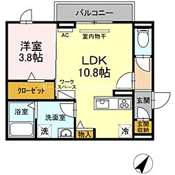 歩夢3 1LDKの間取図画像