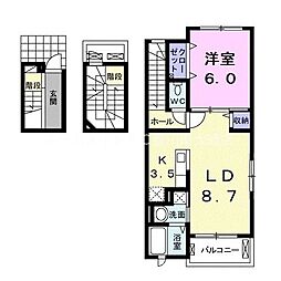 アンジュ・ソシアA 1LDKの間取図画像