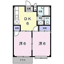 エルディム西塚A 2DKの間取図画像