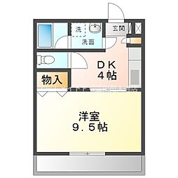 クレセール 1DKの間取図画像