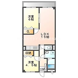 ライフ21INA 2LDKの間取図画像