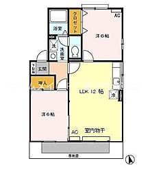 アネックス河尻B 2LDKの間取図画像