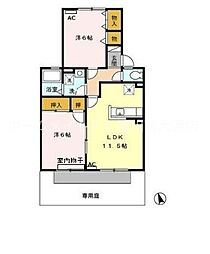 アネックス河尻A 2LDKの間取図画像