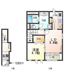 ルミエール・アン 1LDKの間取図画像