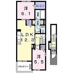 サンシャインフラワー 2LDKの間取図画像