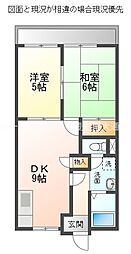 パークハイツ今泉B 2DKの間取図画像
