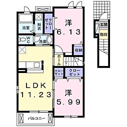 ベルアンジュ 2LDKの間取図画像