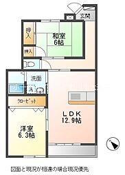 グランシャリオFUJIB 2LDKの間取図画像