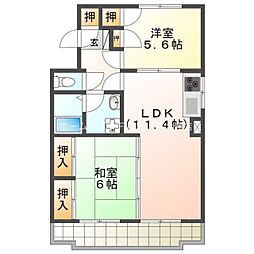 ル・ボア大黒平尾A 2LDKの間取図画像