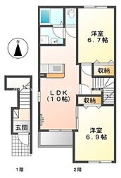 サンライトビュー 2LDKの間取図画像