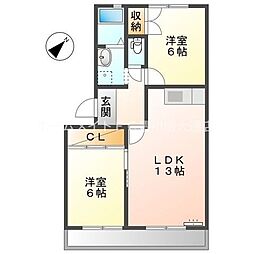 グレイス・ヴィラ萩山 2LDKの間取図画像