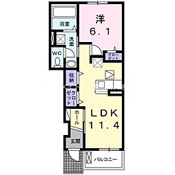 パインアベニュー2 1LDKの間取図画像