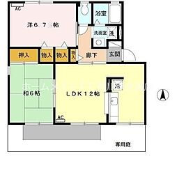 ハイカムール野田 2LDKの間取図画像