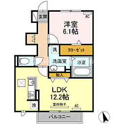 リヴィエール 1LDKの間取図画像