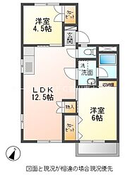 エスパース上宿 2LDKの間取図画像