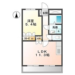 ウィステリアL 1LDKの間取図画像