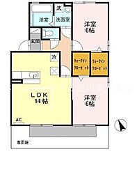 フォンテーヌ松下 2LDKの間取図画像