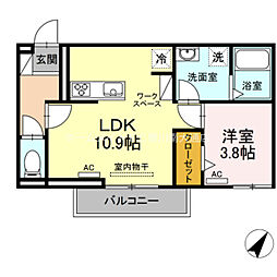 歩夢3 1LDKの間取図画像