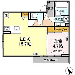 D-avance諏訪 1LDKの間取図画像