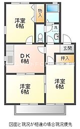ハイカムールひまわりA 3DKの間取図画像