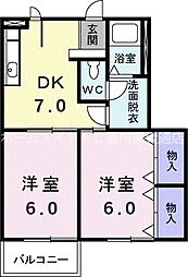 ジラ・ソーレ 2DKの間取図画像