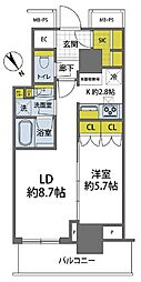 パークタワー滝野川 1LDKの間取図画像