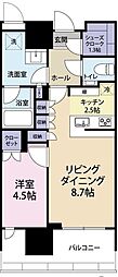 リビオタワー品川 1LDKの間取図画像