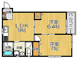 ユーハウス 2LDKの間取図画像