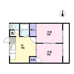 マイルドハイツ 2DKの間取図画像