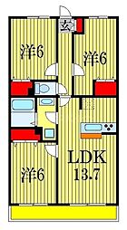 JR総武線 下総中山駅 徒歩13分の賃貸マンション 1階3LDKの間取り
