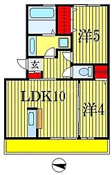 東武野田線 塚田駅 徒歩19分の賃貸アパート 2階2LDKの間取り