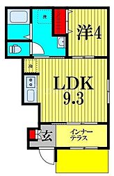 JR総武線 東船橋駅 徒歩15分の賃貸アパート 1階1LDKの間取り