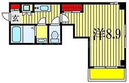 JR総武線 船橋駅 徒歩10分の賃貸マンション 3階1Kの間取り