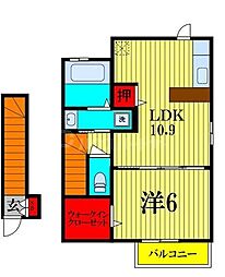 京成松戸線 薬園台駅 徒歩2分の賃貸アパート 2階1LDKの間取り