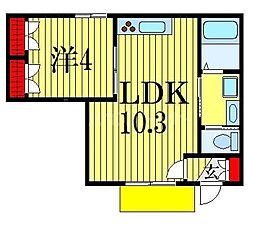 京成本線 大神宮下駅 徒歩8分の賃貸マンション 1階1LDKの間取り