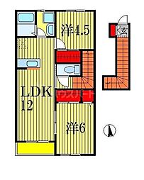 JR総武本線 船橋駅 徒歩14分の賃貸アパート 2階2LDKの間取り