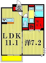 JR総武線 下総中山駅 徒歩10分の賃貸アパート 3階1LDKの間取り