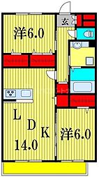 JR総武線 本八幡駅 徒歩14分の賃貸アパート 1階2LDKの間取り