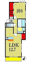 JR武蔵野線 船橋法典駅 徒歩9分の賃貸アパート 2階1LDKの間取り