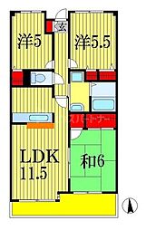 JR武蔵野線 船橋法典駅 徒歩5分の賃貸マンション 3階3LDKの間取り